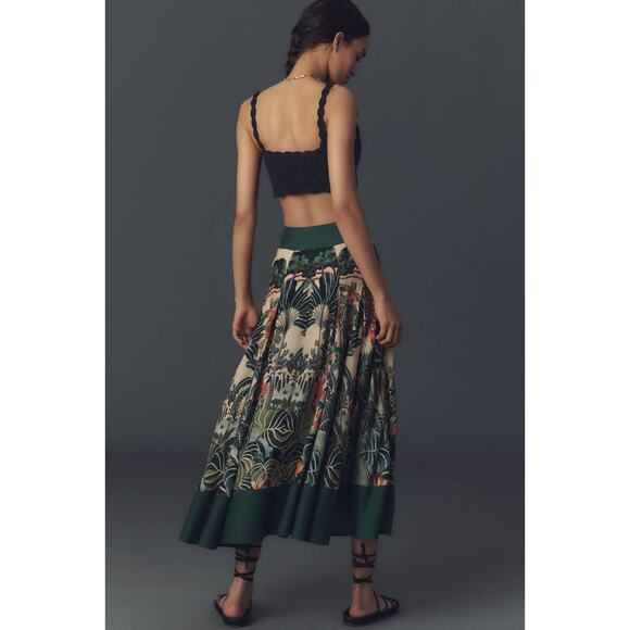 Farm Rio Jungle Print V-Waist Midi Skirt - Picture 2 of 4